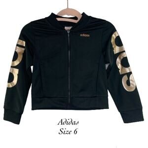 Adidas Black Metallic Lettering Jacket NWT Size 6